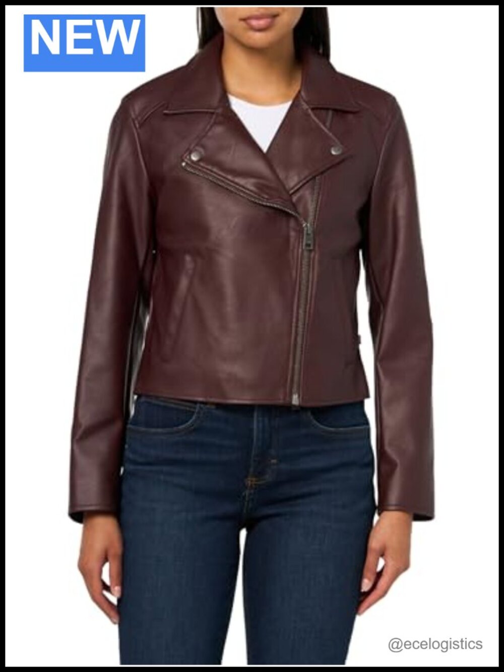 Faux Leather Clean Moto Jacket Cropped Asymmetrical Zip